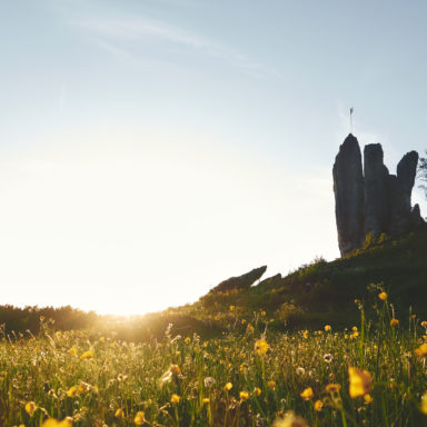 Die Drei Zinnen im Frankenjura im Sonnenuntergang